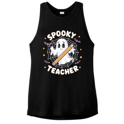 Halloween Spooky Teacher Ghost Bats And Spiderweb Design Gift Ladies PosiCharge Tri-Blend Wicking Tank