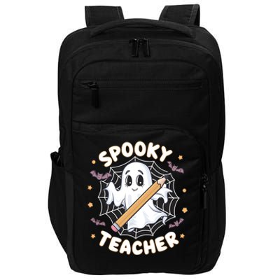 Halloween Spooky Teacher Ghost Bats And Spiderweb Design Gift Impact Tech Backpack