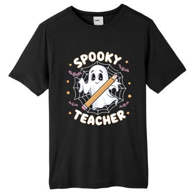 Halloween Spooky Teacher Ghost Bats And Spiderweb Design Gift Tall Fusion ChromaSoft Performance T-Shirt