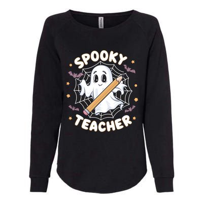 Halloween Spooky Teacher Ghost Bats And Spiderweb Design Gift Womens California Wash Sweatshirt