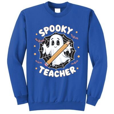 Halloween Spooky Teacher Ghost Bats And Spiderweb Design Gift Sweatshirt