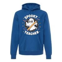 Halloween Spooky Teacher Ghost Bats And Spiderweb Design Gift Premium Hoodie