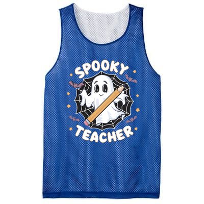 Halloween Spooky Teacher Ghost Bats And Spiderweb Design Gift Mesh Reversible Basketball Jersey Tank