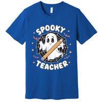 Halloween Spooky Teacher Ghost Bats And Spiderweb Design Gift Premium T-Shirt