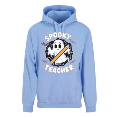 Halloween Spooky Teacher Ghost Bats And Spiderweb Design Gift Unisex Surf Hoodie