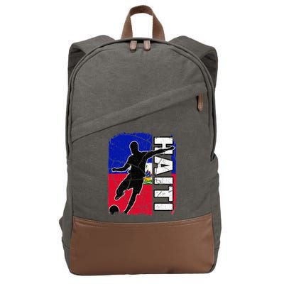 Haitian Soccer Team Haiti Flag Jersey Fans Cotton Canvas Backpack