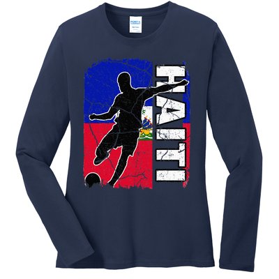 Haitian Soccer Team Haiti Flag Jersey Fans Ladies Long Sleeve Shirt