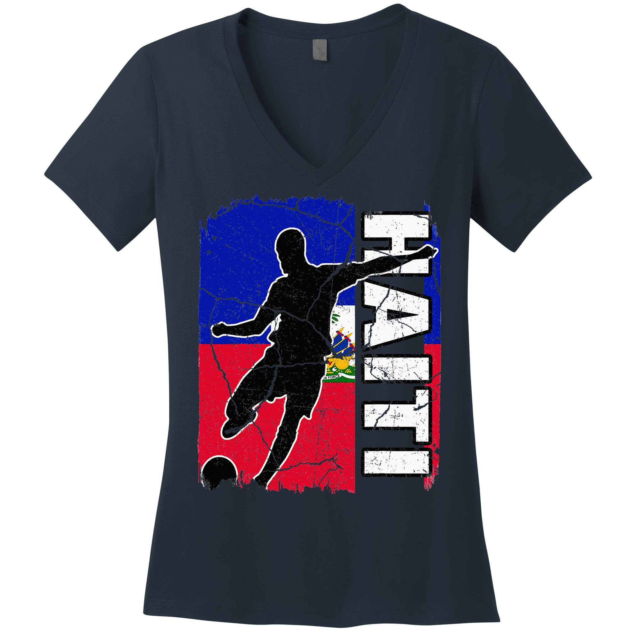 Haitian Soccer Team Haiti Flag Jersey Fans Women's V-Neck T-Shirt
