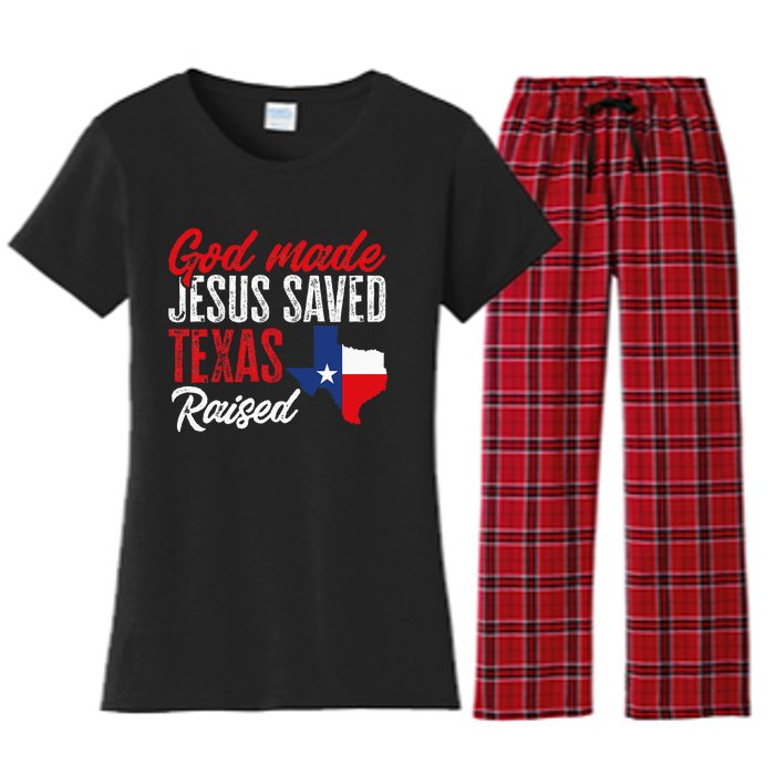 Home State Texas Pride God Made Jesus Saved Texas Raised Women's Flannel Pajama Set