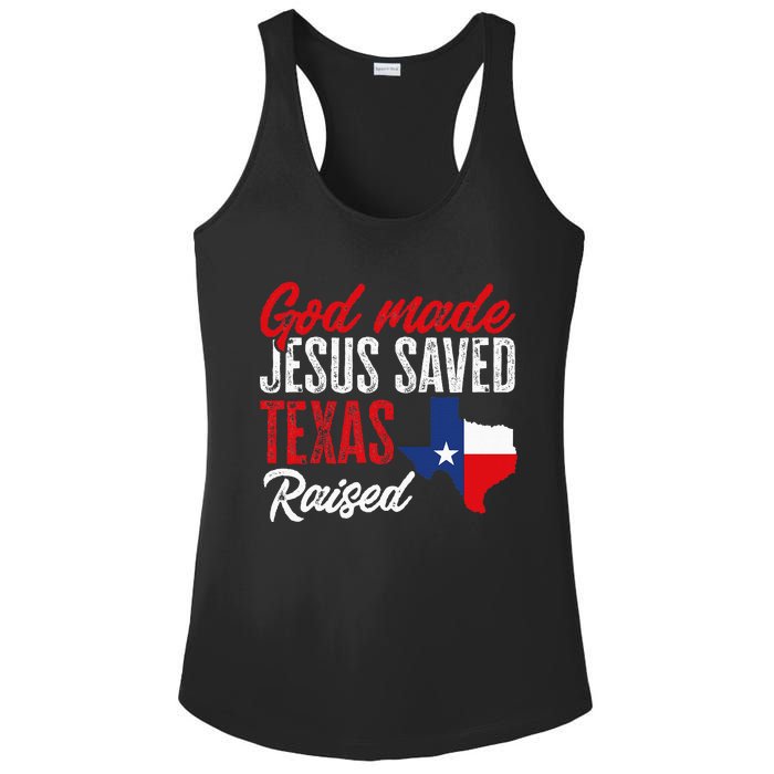 Home State Texas Pride God Made Jesus Saved Texas Raised Ladies PosiCharge Competitor Racerback Tank