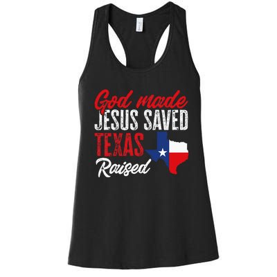 Home State Texas Pride God Made Jesus Saved Texas Raised Women's Racerback Tank