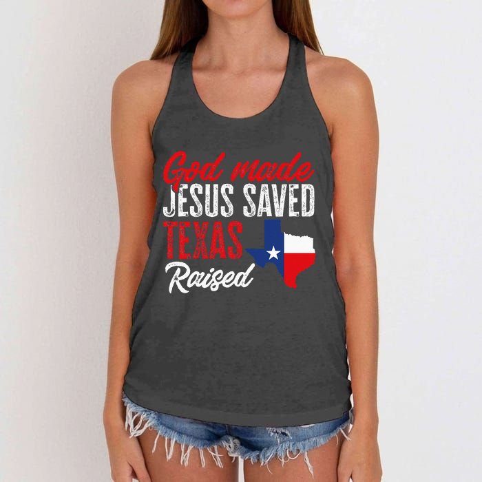 Home State Texas Pride God Made Jesus Saved Texas Raised Women's Knotted Racerback Tank