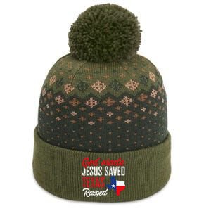 Home State Texas Pride God Made Jesus Saved Texas Raised The Baniff Cuffed Pom Beanie