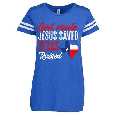 Home State Texas Pride God Made Jesus Saved Texas Raised Enza Ladies Jersey Football T-Shirt