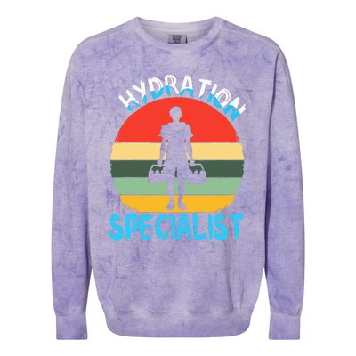 Hydration Specialist Team Manager Football Hydrated Waterboy Colorblast Crewneck Sweatshirt