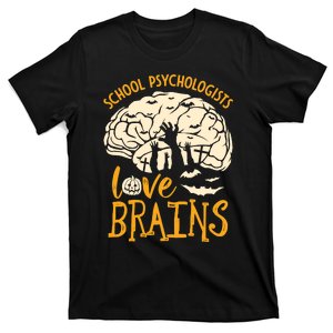 Halloween School Therapist School Psychologists Love Brains T-Shirt