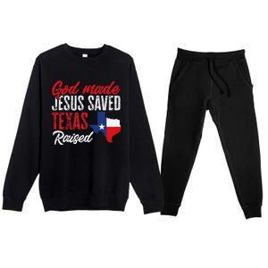 Home State Texas Pride God Made Jesus Saved Texas Raised Premium Crewneck Sweatsuit Set