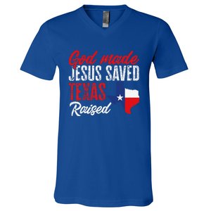 Home State Texas Pride God Made Jesus Saved Texas Raised V-Neck T-Shirt