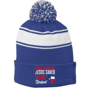 Home State Texas Pride God Made Jesus Saved Texas Raised Stripe Pom Pom Beanie