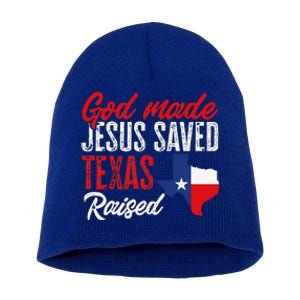 Home State Texas Pride God Made Jesus Saved Texas Raised Short Acrylic Beanie