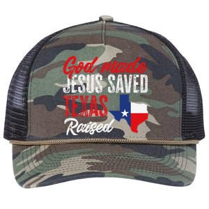 Home State Texas Pride God Made Jesus Saved Texas Raised Retro Rope Trucker Hat Cap