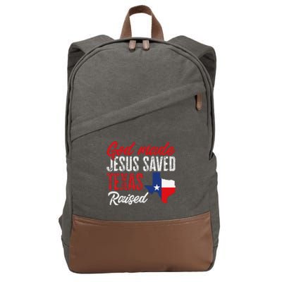 Home State Texas Pride God Made Jesus Saved Texas Raised Cotton Canvas Backpack