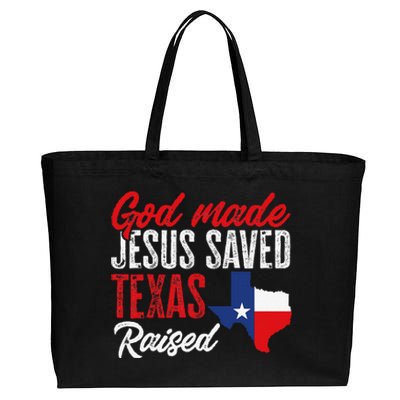 Home State Texas Pride God Made Jesus Saved Texas Raised Cotton Canvas Jumbo Tote