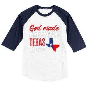 Home State Texas Pride God Made Jesus Saved Texas Raised Baseball Sleeve Shirt