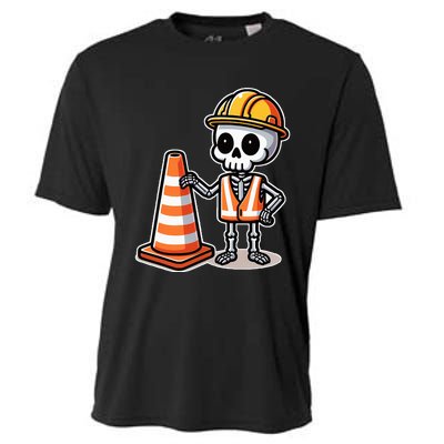 Halloween Skeleton Traffic Cone Cooling Performance Crew T-Shirt