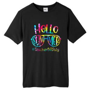 Hello Summer Teacher Off Duty Last Day Of School Tie Dye Tall Fusion ChromaSoft Performance T-Shirt