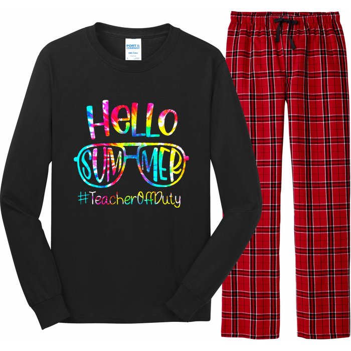 Hello Summer Teacher Off Duty Last Day Of School Tie Dye Long Sleeve Pajama Set