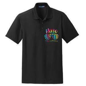 Hello Summer Teacher Off Duty Last Day Of School Tie Dye Dry Zone Grid Polo