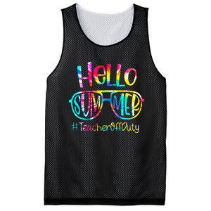 Hello Summer Teacher Off Duty Last Day Of School Tie Dye Mesh Reversible Basketball Jersey Tank