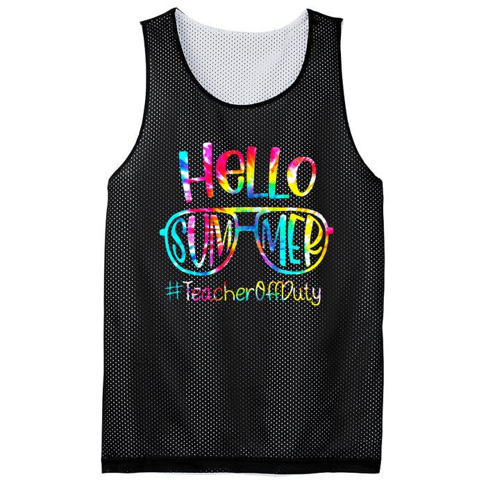 Hello Summer Teacher Off Duty Last Day Of School Tie Dye Mesh Reversible Basketball Jersey Tank