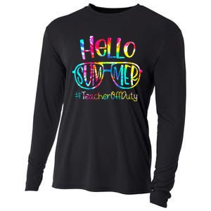 Hello Summer Teacher Off Duty Last Day Of School Tie Dye Cooling Performance Long Sleeve Crew