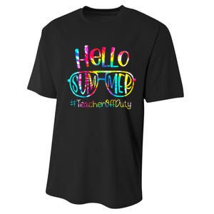 Hello Summer Teacher Off Duty Last Day Of School Tie Dye Performance Sprint T-Shirt