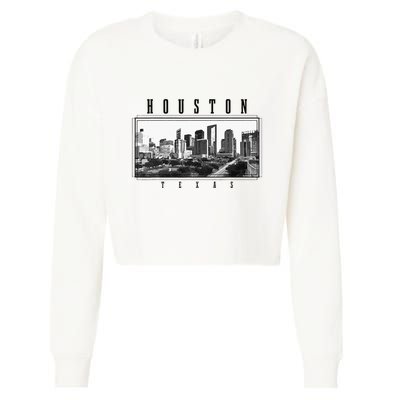Houston Skyline Texas Pride Vintage Houston Cropped Pullover Crew