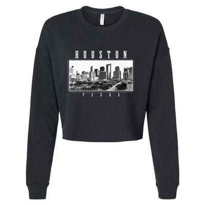 Houston Skyline Texas Pride Vintage Houston Cropped Pullover Crew