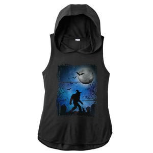 Halloween Sasquatch Tombstones Bats & Spooky Full Moon Cute Ladies PosiCharge Tri-Blend Wicking Draft Hoodie Tank