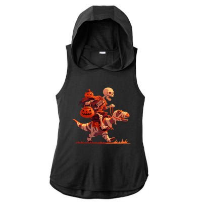 Halloween Skeleton Trex Dinosaur Mummy Spooky Costume Great Gift Ladies PosiCharge Tri-Blend Wicking Draft Hoodie Tank