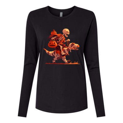 Halloween Skeleton Trex Dinosaur Mummy Spooky Costume Great Gift Womens Cotton Relaxed Long Sleeve T-Shirt