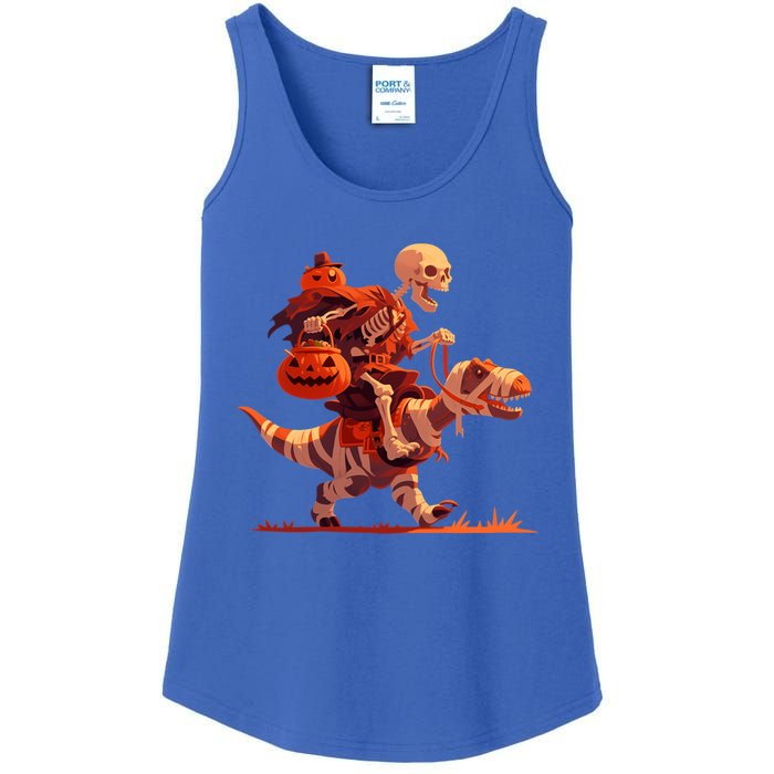 Halloween Skeleton Trex Dinosaur Mummy Spooky Costume Great Gift Ladies Essential Tank