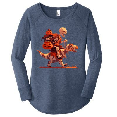 Halloween Skeleton Trex Dinosaur Mummy Spooky Costume Great Gift Women's Perfect Tri Tunic Long Sleeve Shirt