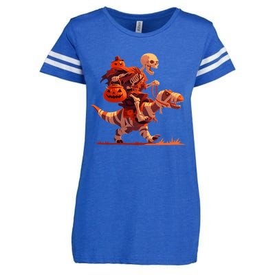 Halloween Skeleton Trex Dinosaur Mummy Spooky Costume Great Gift Enza Ladies Jersey Football T-Shirt