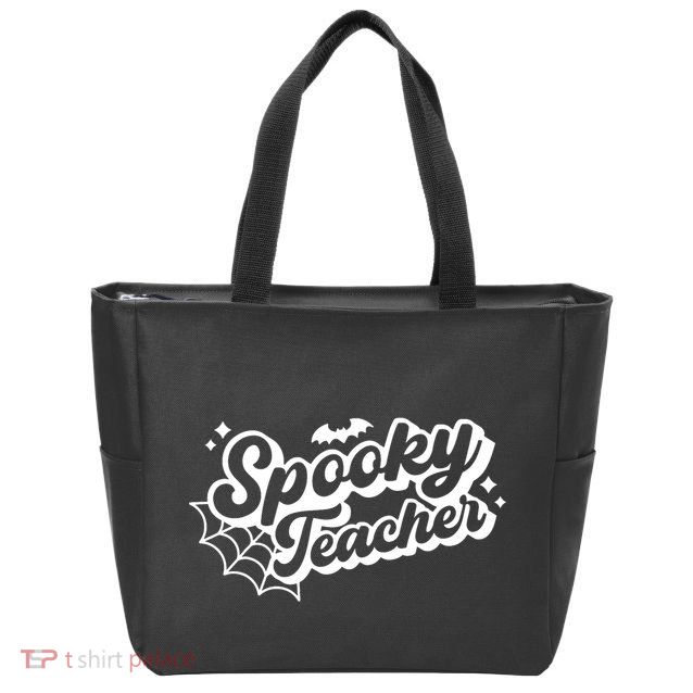 Halloween Spooky Teacher Trick Or Teach Funny Halloween Zip Tote Bag