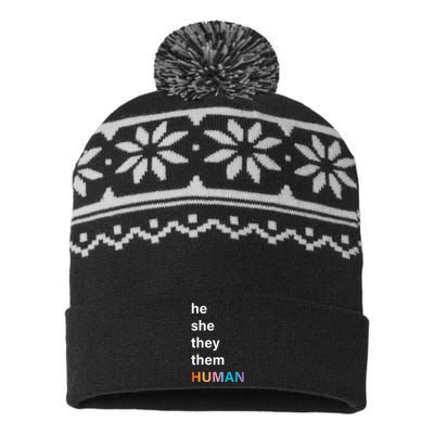 He She They Them Human LGBTQ Pride USA-Made Snowflake Beanie