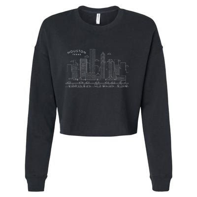 Houston Skyline Tx Pride Vintage Houston Texas Cropped Pullover Crew