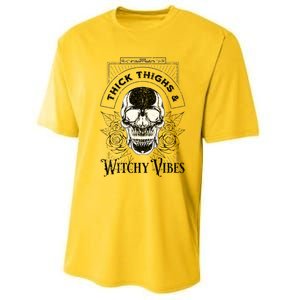 Halloween Skull Tarot Card Thick Thighs And Witchy Vibes Gift Performance Sprint T-Shirt