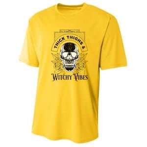 Halloween Skull Tarot Card Thick Thighs And Witchy Vibes Gift Youth Performance Sprint T-Shirt