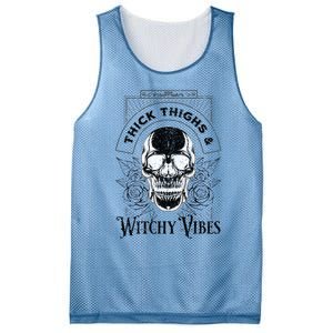 Halloween Skull Tarot Card Thick Thighs And Witchy Vibes Gift Mesh Reversible Basketball Jersey Tank